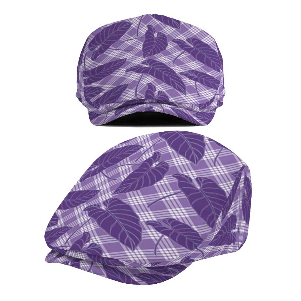 Purple Hawaii Kalo Palaka Motifs Jeff Hat Hawaiian Taro Leaves Elegant Vibes