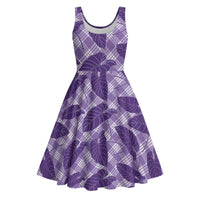Purple Hawaii Kalo Palaka Motifs Midi Dress Hawaiian Taro Leaves Elegant Vibes LT14 Purple - Polynesian Pride