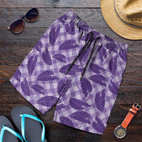 Purple Hawaii Kalo Palaka Motifs Shorts for Men Hawaiian Taro Leaves Elegant Vibes LT14 Purple - Polynesian Pride