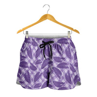 Purple Hawaii Kalo Palaka Motifs Shorts for Women Hawaiian Taro Leaves Elegant Vibes LT14 - Polynesian Pride
