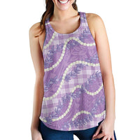 Purple Hawaii Palaka Honohono Pikake Women Racerback Tank Hawaiian Orchid Lei Polynesian Pattern LT14 - Polynesian Pride