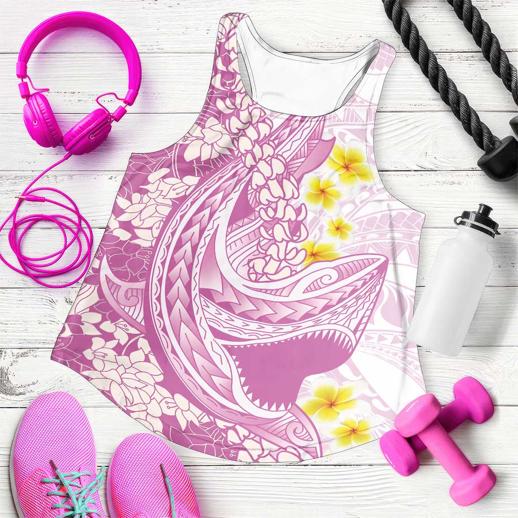 Purple Hawaii Shark Tattoo Women Racerback Tank Puakenikeni Lei Plumeria Polynesian Pattern LT14 Purple - Polynesian Pride