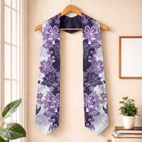 Purple Hibiscus Plumeria Floral Graduation Stole LT01 One Size Purple - Polynesian Pride