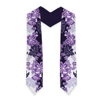 Purple Hibiscus Plumeria Floral Graduation Stole LT01 - Polynesian Pride