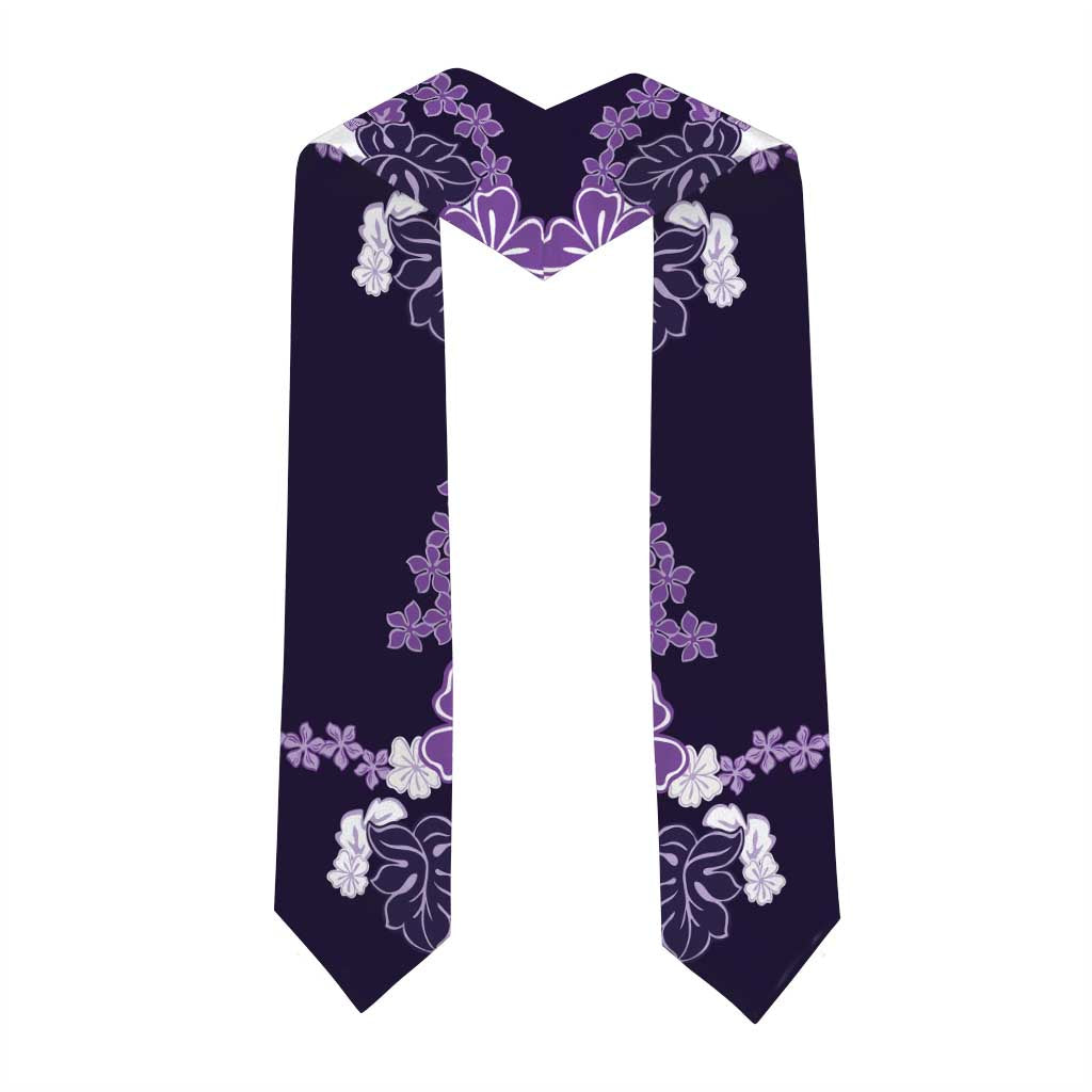 Purple Hibiscus Plumeria Floral Graduation Stole LT01 - Polynesian Pride