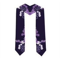 Purple Hibiscus Plumeria Floral Graduation Stole LT01 - Polynesian Pride