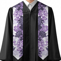 Purple Hibiscus Plumeria Floral Graduation Stole LT01 - Polynesian Pride