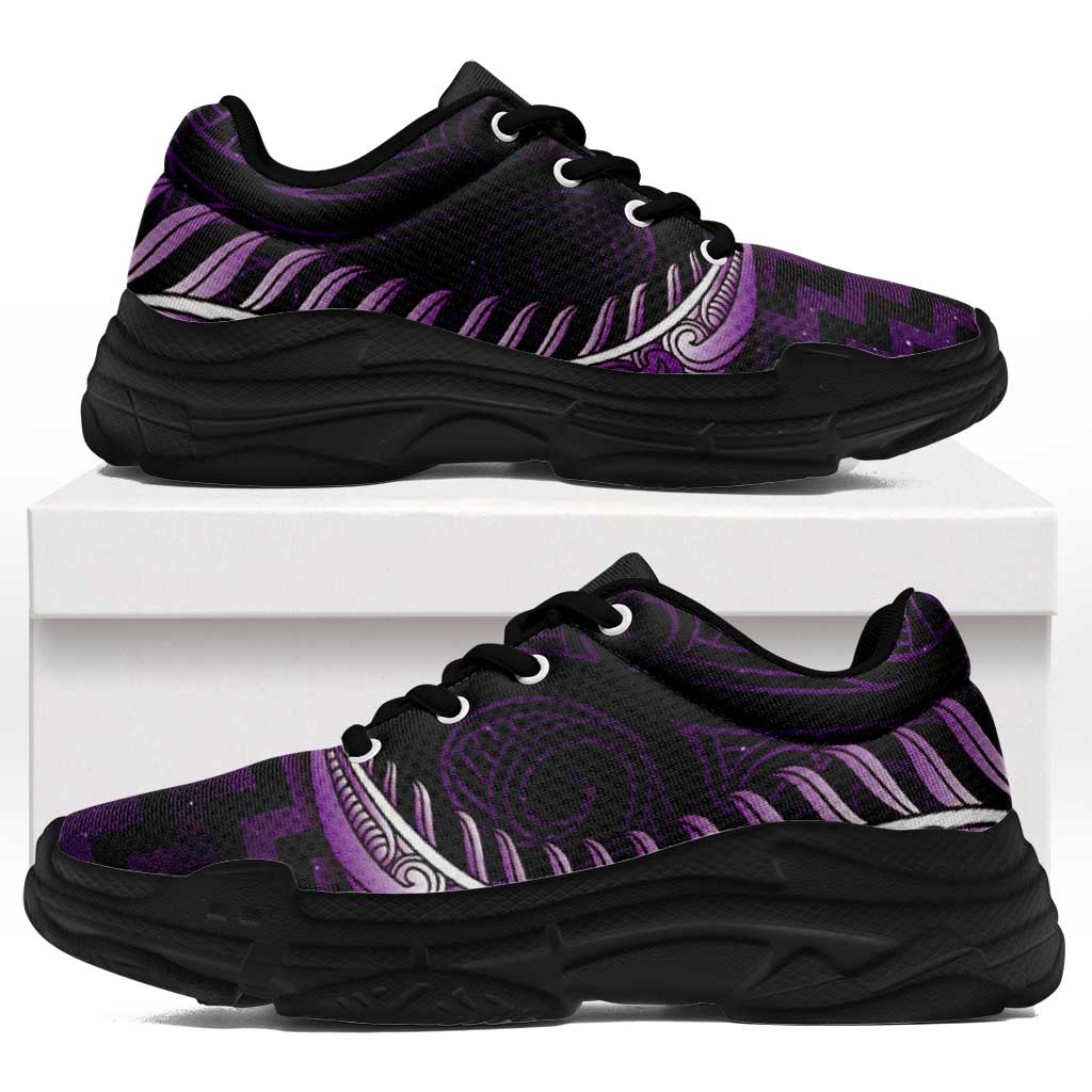 Purple Matariki New Zealand Chunky Sneakers Maori Poutama Galaxy Vibes LT14 Purple - Polynesian Pride