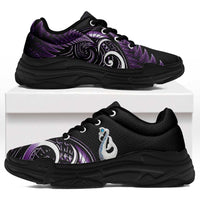 Purple New Zealand Chunky Sneakers Aotearoa Silver Fern With Manaia Maori Unique LT14 Purple - Polynesian Pride