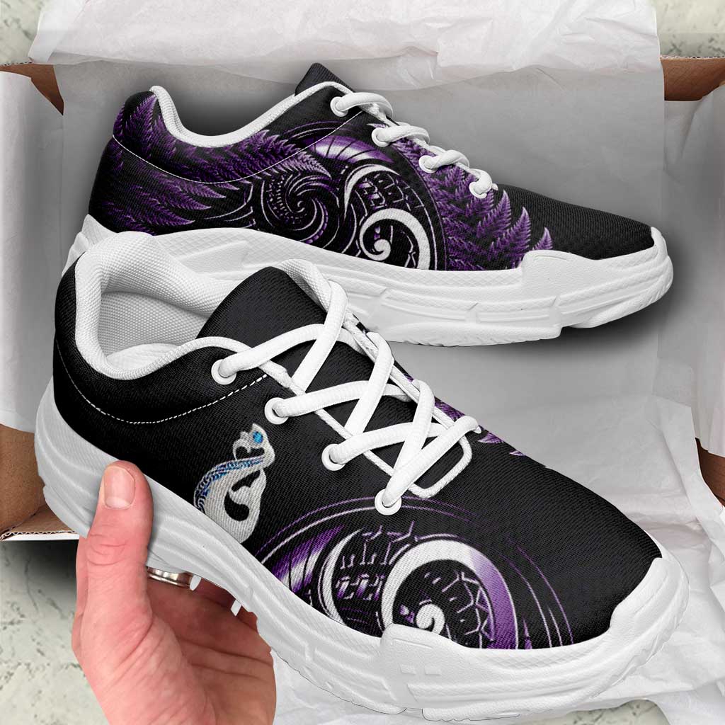 Purple New Zealand Chunky Sneakers Aotearoa Silver Fern With Manaia Maori Unique LT14 - Polynesian Pride