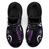 Purple New Zealand Clunky Sneakers Aotearoa Silver Fern With Manaia Maori Unique LT14 - Polynesian Pride