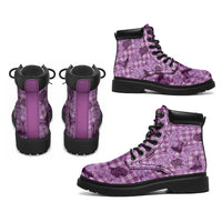 Purple Palaka Hawaii Cowboy All Season Boots Puakenikeni Lei Paniolo Papale Seamless Vibes LT14 - Polynesian Pride