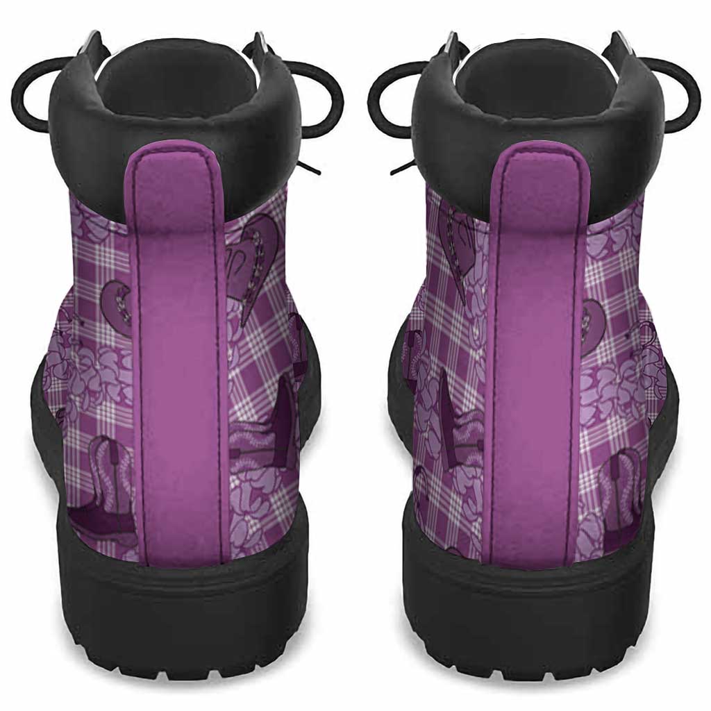 Purple Palaka Hawaii Cowboy All Season Boots Puakenikeni Lei Paniolo Papale Seamless Vibes LT14 - Polynesian Pride