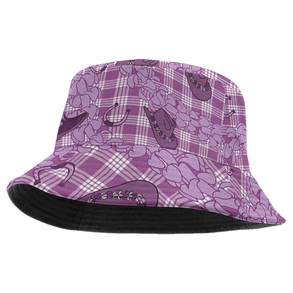 Purple Palaka Hawaii Cowboy Bucket Hat Puakenikeni Lei Paniolo Papale Seamless Vibes LT14 One Size Purple - Polynesian Pride