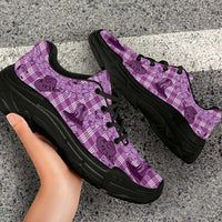 Purple Palaka Hawaii Cowboy Chunky Sneakers Puakenikeni Lei Paniolo Papale Seamless Vibes LT14 - Polynesian Pride