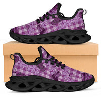 Purple Palaka Hawaii Cowboy Clunky Sneakers Puakenikeni Lei Paniolo Papale Seamless Vibes LT14 Purple - Polynesian Pride