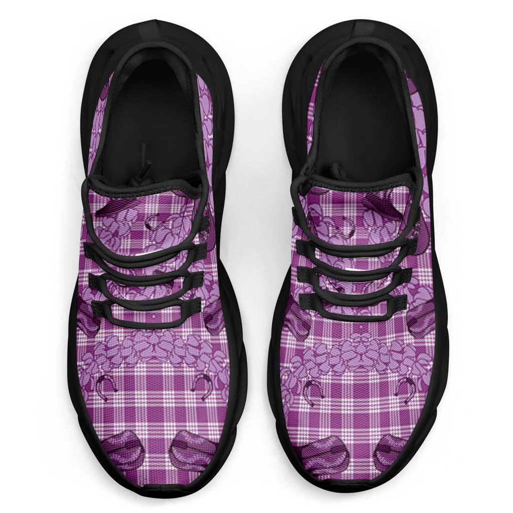 Purple Palaka Hawaii Cowboy Clunky Sneakers Puakenikeni Lei Paniolo Papale Seamless Vibes LT14 - Polynesian Pride