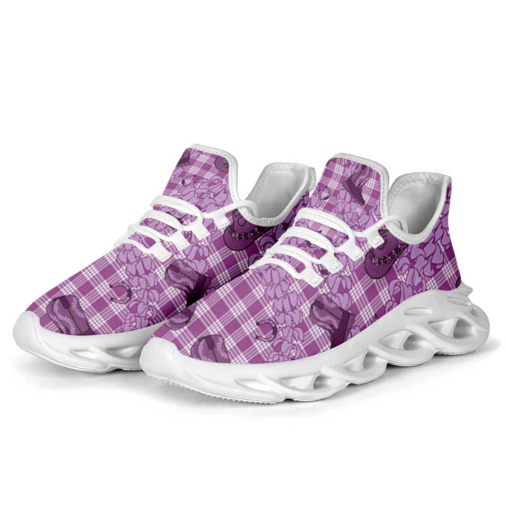 Purple Palaka Hawaii Cowboy Clunky Sneakers Puakenikeni Lei Paniolo Papale Seamless Vibes LT14 - Polynesian Pride