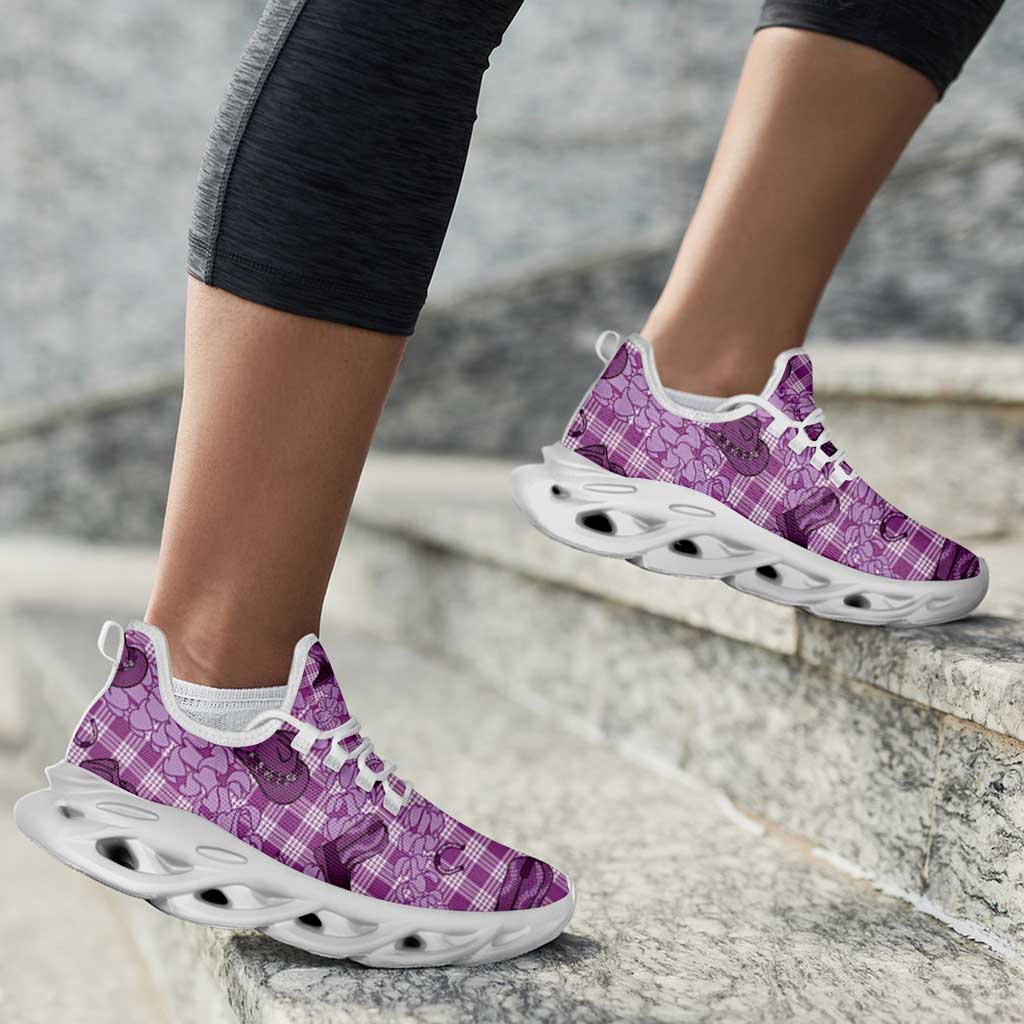 Purple Palaka Hawaii Cowboy Clunky Sneakers Puakenikeni Lei Paniolo Papale Seamless Vibes LT14 - Polynesian Pride