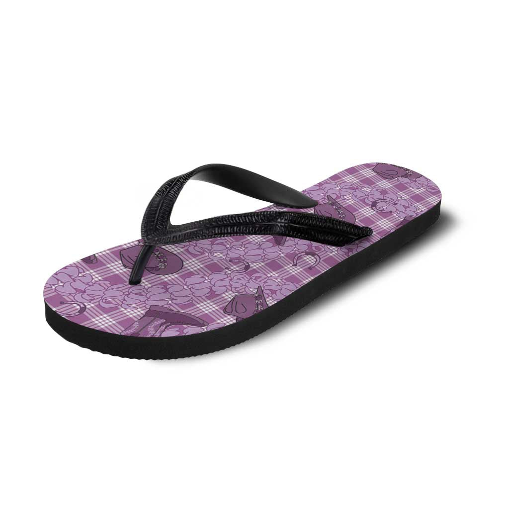 Purple Palaka Hawaii Cowboy Flip Flops Puakenikeni Lei Paniolo Papale Seamless Vibes LT14 - Polynesian Pride