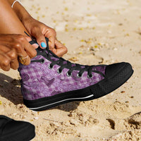 Purple Palaka Hawaii Cowboy High Top Shoes Puakenikeni Lei Paniolo Papale Seamless Vibes LT14 - Polynesian Pride