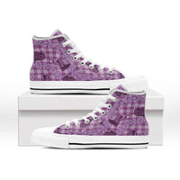 Purple Palaka Hawaii Cowboy High Top Shoes Puakenikeni Lei Paniolo Papale Seamless Vibes LT14 - Polynesian Pride