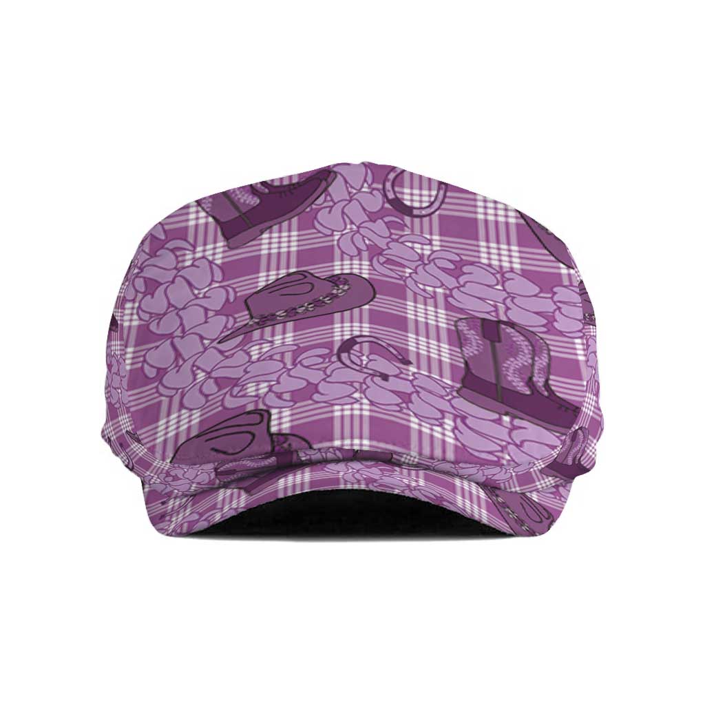 Purple Palaka Hawaii Cowboy Jeff Hat Puakenikeni Lei Paniolo Papale Seamless Vibes LT14 Purple - Polynesian Pride