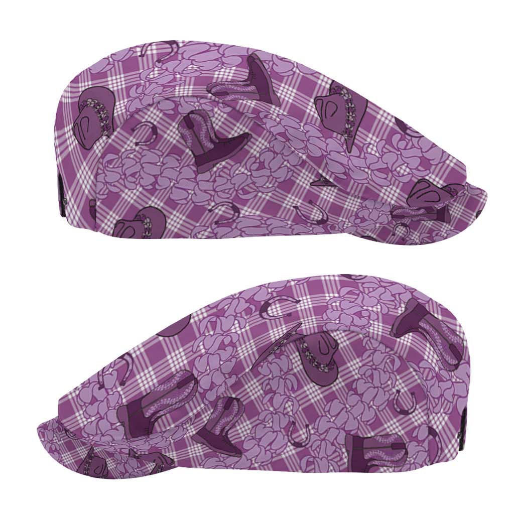 Purple Palaka Hawaii Cowboy Jeff Hat Puakenikeni Lei Paniolo Papale Seamless Vibes LT14 - Polynesian Pride