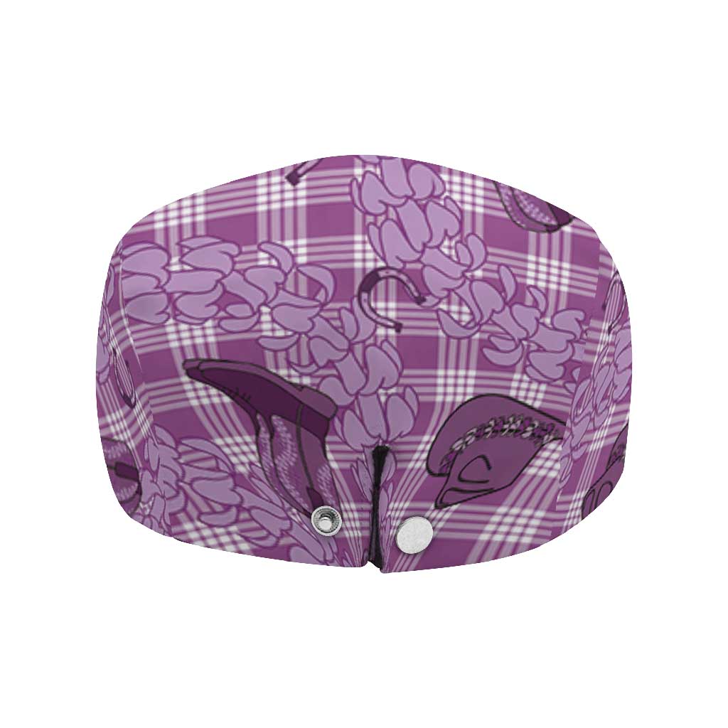 Purple Palaka Hawaii Cowboy Jeff Hat Puakenikeni Lei Paniolo Papale Seamless Vibes LT14 - Polynesian Pride