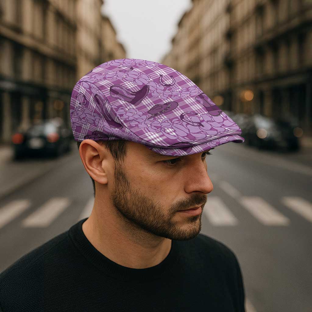 Purple Palaka Hawaii Cowboy Jeff Hat Puakenikeni Lei Paniolo Papale Seamless Vibes LT14 - Polynesian Pride