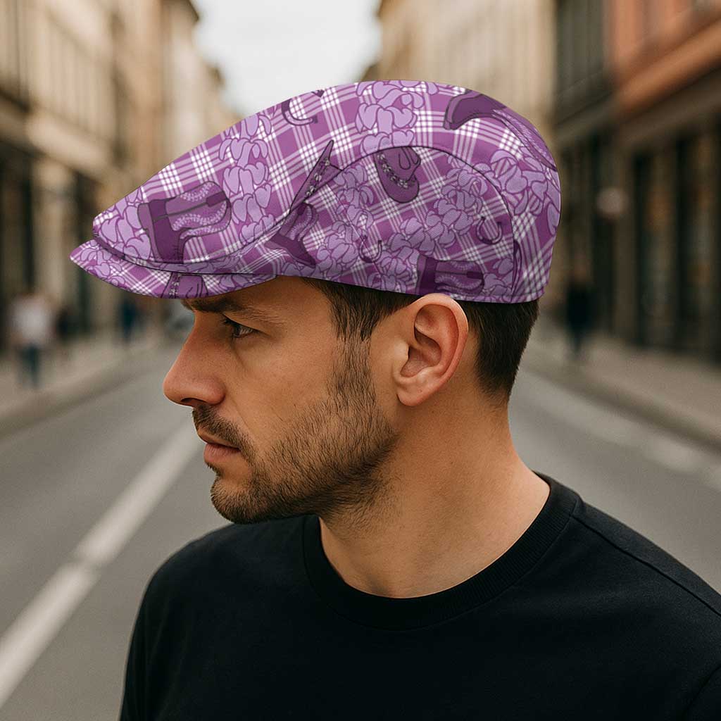 Purple Palaka Hawaii Cowboy Jeff Hat Puakenikeni Lei Paniolo Papale Seamless Vibes LT14 - Polynesian Pride