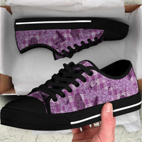 Purple Palaka Hawaii Cowboy Low Top Shoes Puakenikeni Lei Paniolo Papale Seamless Vibes LT14 Purple - Polynesian Pride
