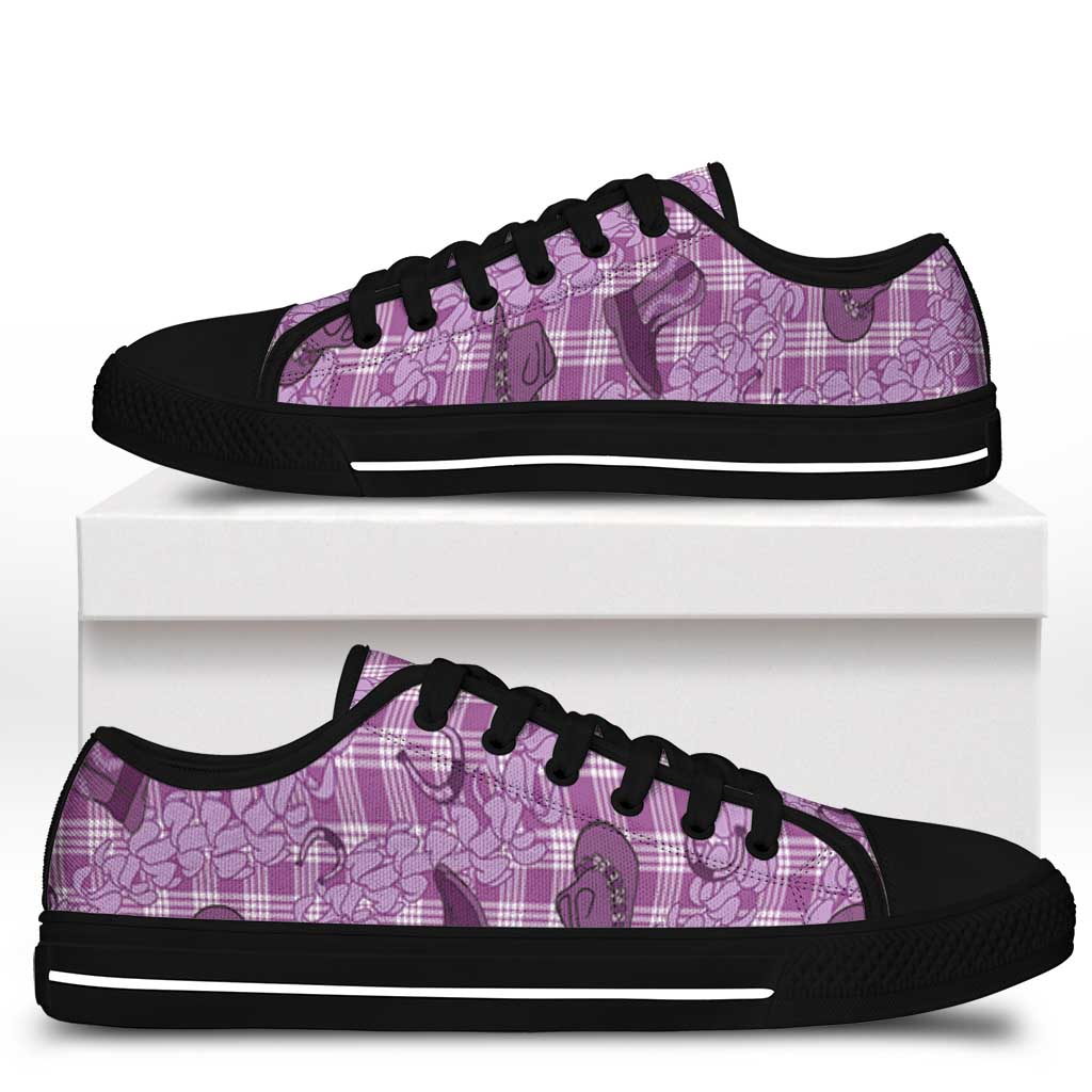 Purple Palaka Hawaii Cowboy Low Top Shoes Puakenikeni Lei Paniolo Papale Seamless Vibes LT14 - Polynesian Pride