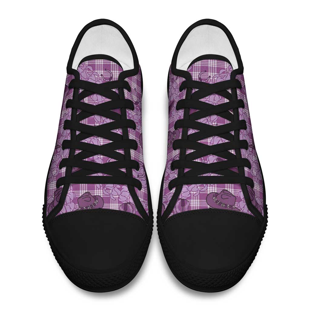 Purple Palaka Hawaii Cowboy Low Top Shoes Puakenikeni Lei Paniolo Papale Seamless Vibes LT14 - Polynesian Pride