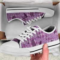 Purple Palaka Hawaii Cowboy Low Top Shoes Puakenikeni Lei Paniolo Papale Seamless Vibes LT14 Purple - Polynesian Pride