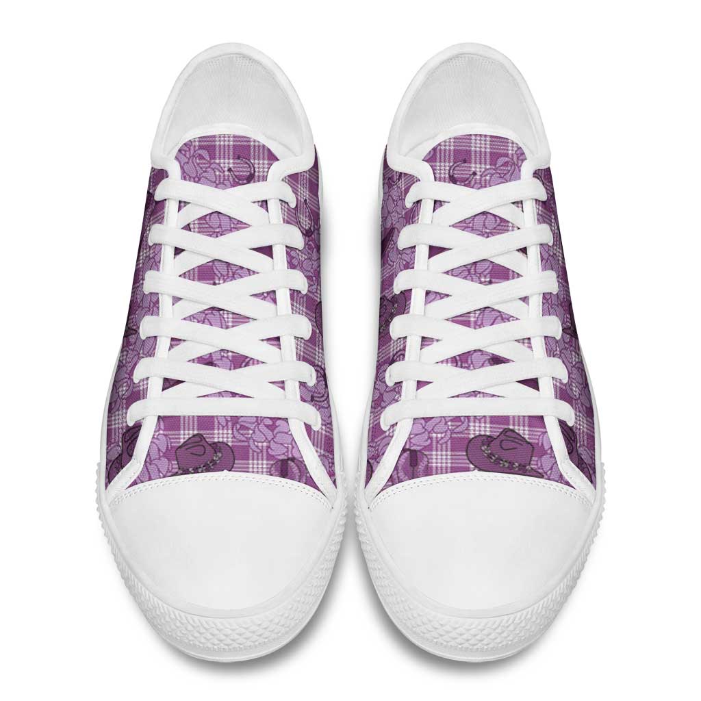 Purple Palaka Hawaii Cowboy Low Top Shoes Puakenikeni Lei Paniolo Papale Seamless Vibes LT14 - Polynesian Pride