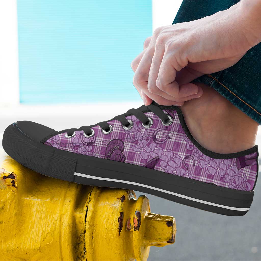 Purple Palaka Hawaii Cowboy Low Top Shoes Puakenikeni Lei Paniolo Papale Seamless Vibes LT14 - Polynesian Pride