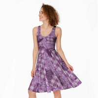 Purple Palaka Hawaii Cowboy Midi Dress Puakenikeni Lei Paniolo Papale Seamless Vibes LT14 - Polynesian Pride
