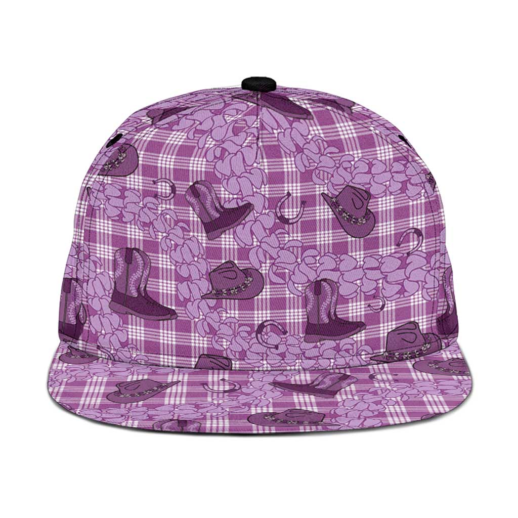 Purple Palaka Hawaii Cowboy Snapback Cap Puakenikeni Lei Paniolo Papale Seamless Vibes LT14 One Size Purple - Polynesian Pride