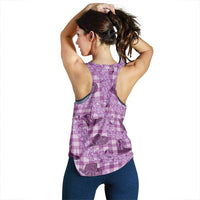 Purple Palaka Hawaii Cowboy Women Racerback Tank Puakenikeni Lei Paniolo Papale Seamless Vibes LT14 - Polynesian Pride