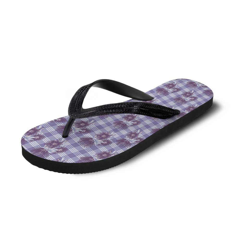 Purple Palaka Hawaii Flip Flops Hawaiian Lehua Blossoms