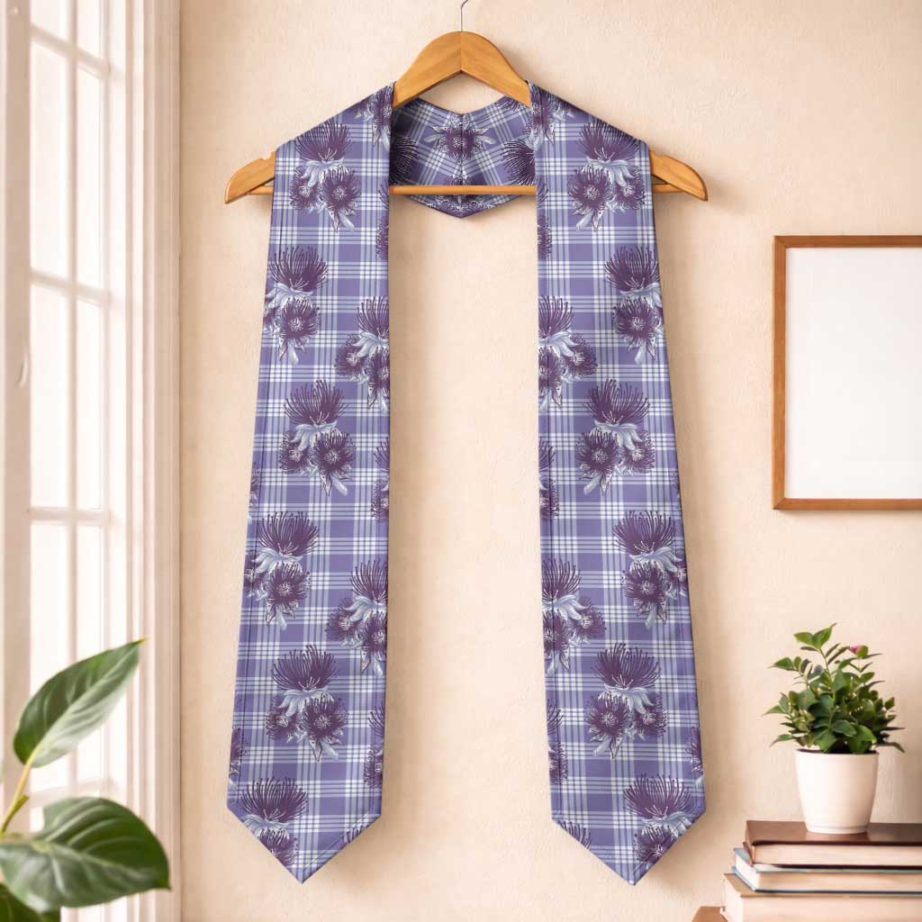 Purple Palaka Hawaii Graduation Stole Hawaiian Lehua Blossoms