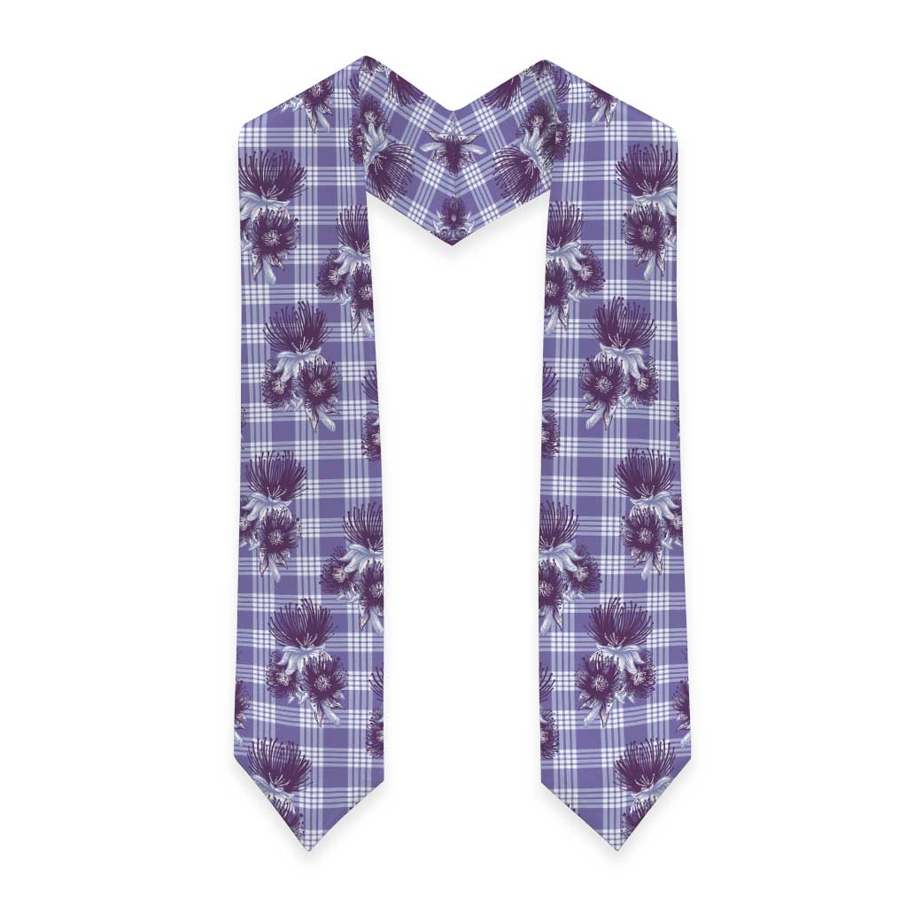 Purple Palaka Hawaii Graduation Stole Hawaiian Lehua Blossoms