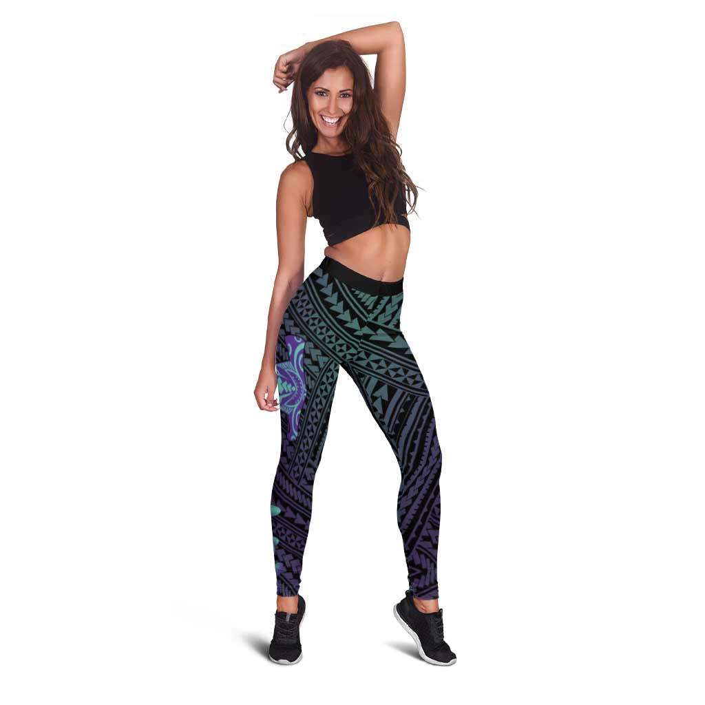 Purple Paradise Hawaii Leggings Hammerhead Shark Tattoo Curve Polynesian - Polynesian Pride