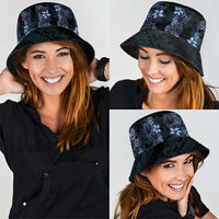 Purple Paradise Hawaii Shell Lei Bucket Hat Hawaiian Sunrise Shell Hebrew Cone Plumeria - Polynesian Pride