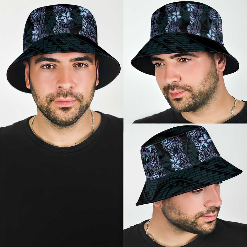 Purple Paradise Hawaii Shell Lei Bucket Hat Hawaiian Sunrise Shell Hebrew Cone Plumeria - Polynesian Pride