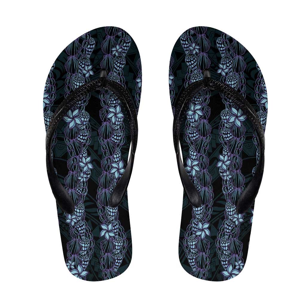 Purple Paradise Hawaii Shell Lei Flip Flops Hawaiian Sunrise Shell Hebrew Cone Plumeria - Polynesian Pride