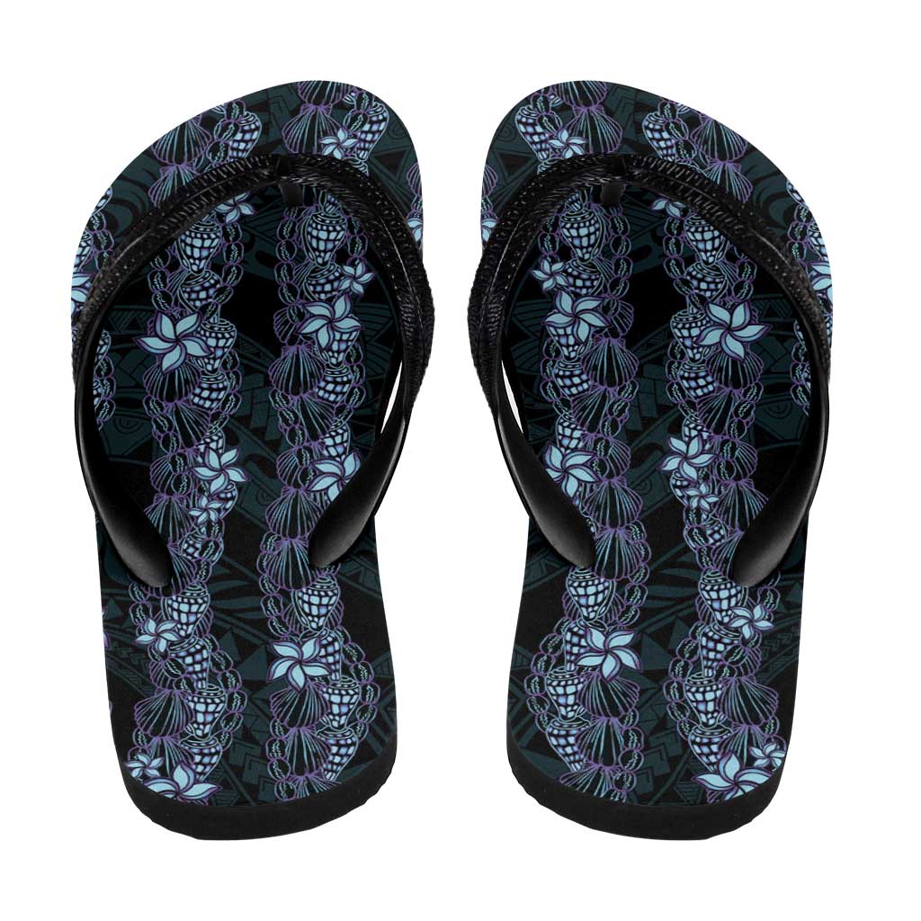 Purple Paradise Hawaii Shell Lei Flip Flops Hawaiian Sunrise Shell Hebrew Cone Plumeria - Polynesian Pride