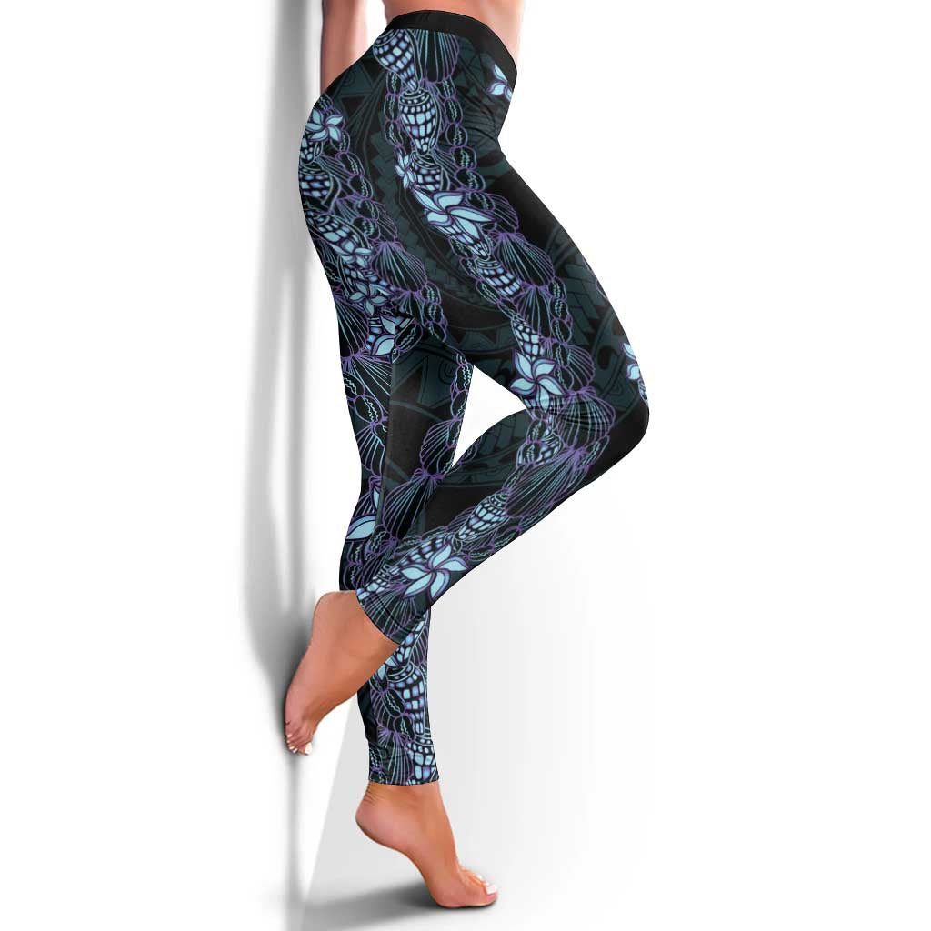 Purple Paradise Hawaii Shell Lei Leggings Hawaiian Sunrise Shell Hebrew Cone Plumeria - Polynesian Pride
