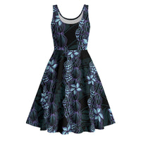 Purple Paradise Hawaii Shell Lei Midi Dress Hawaiian Sunrise Shell Hebrew Cone Plumeria LT14 Purple - Polynesian Pride